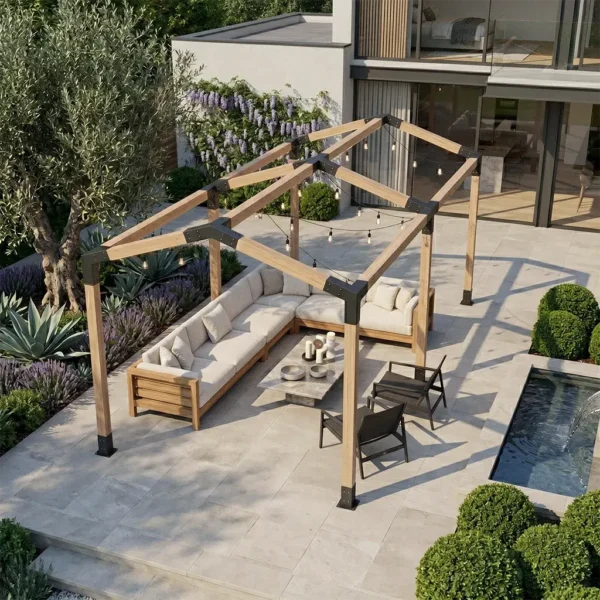 Sitting Area with Extended Hut Pergola